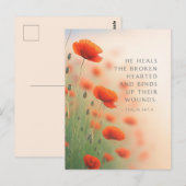 Psalm 147:3 He Heals the Brokenhearted Scripture ポストカード (正面/裏面)