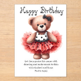 Psalm 149:3 Teddy Ballerina Birthday Greeting  アクリル招待状