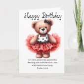Psalm 149:3 Teddy Ballerina Birthday Greeting  カード (正面)