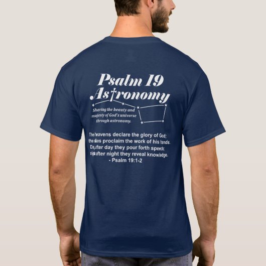 Psalm 19 Astronomy Navy Blue Cotton Short- Tシャツ (裏面)