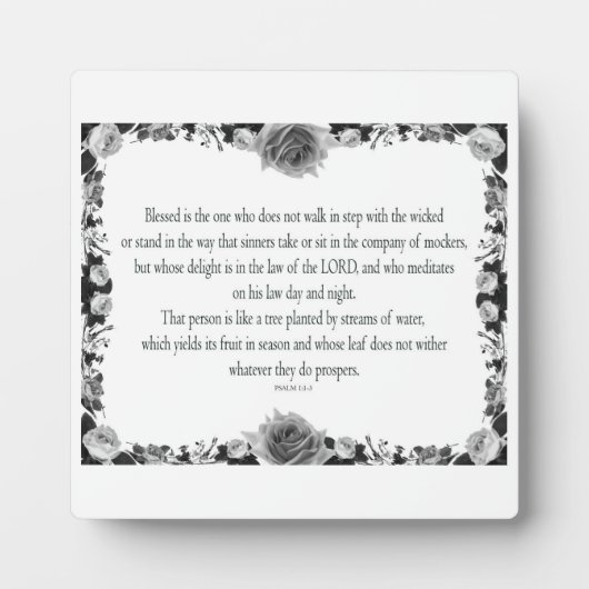 Psalm 1、シーズンのフルーツを産出B&W フォトプラーク (正面)