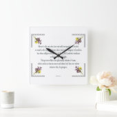 Psalm 1,ピンクイエローフラワーデザイン賛美, , スクエア壁時計 (ホーム)