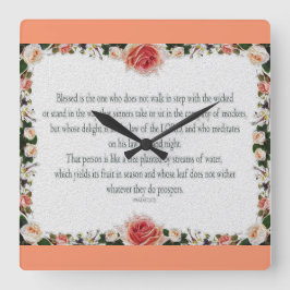 Psalm 1,フローラ,縁ど油, 賛美がそれだ。 スクエア壁時計