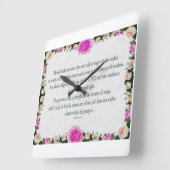 Psalm 1，油絵エフェクト紫フローラ スクエア壁時計 (傾斜)