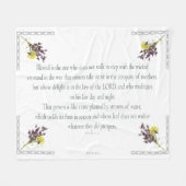 PSALM 1:1-3植物性デザイン, フリースブランケット (正面(横))