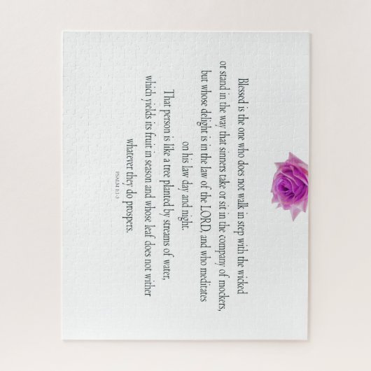 PSALM 1:1-3紫色の花 ジグソーパズル (縦)