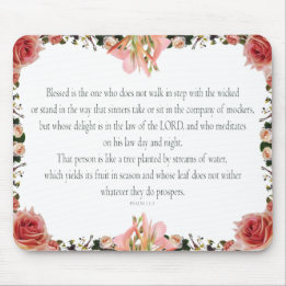 PSALM 1:1-3 Botanic Design, マウスパッド