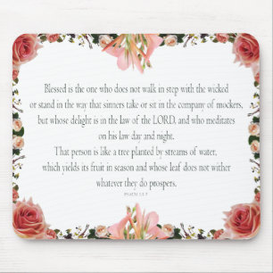 PSALM 1:1-3 Botanic Design, マウスパッド