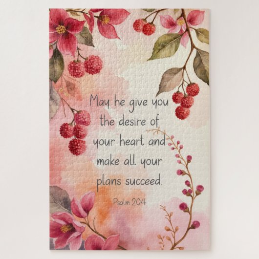 Psalm 20:4 Desire of Your Heart Scripture | Floral ジグソーパズル (縦)
