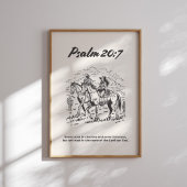 Psalm 20:7 Black and White Horseback Riding ポスター