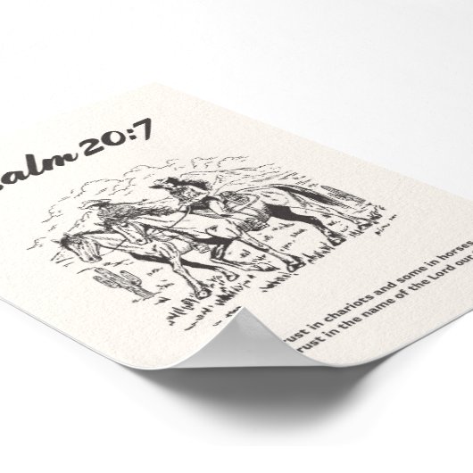Psalm 20:7 Black and White Horseback Riding ポスター (角)