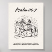 Psalm 20:7 Black and White Horseback Riding ポスター (正面)