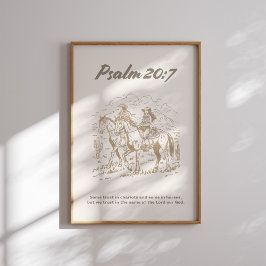 Psalm 20 7 Western Cowgirl Christian Wall Art ポスター