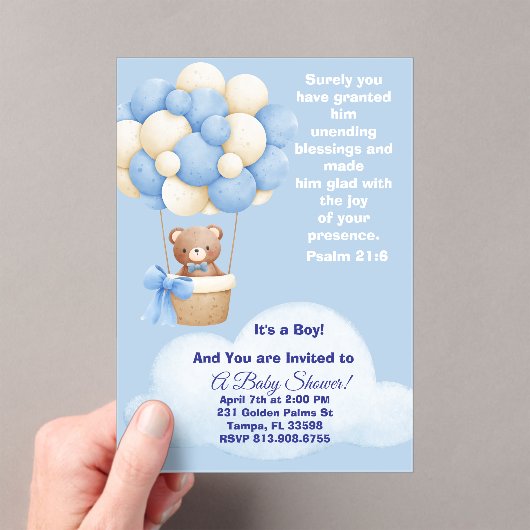 Psalm 21:6 Boy Baby Shower Invitation アクリル招待状 (インサイチュ (ポータブル))