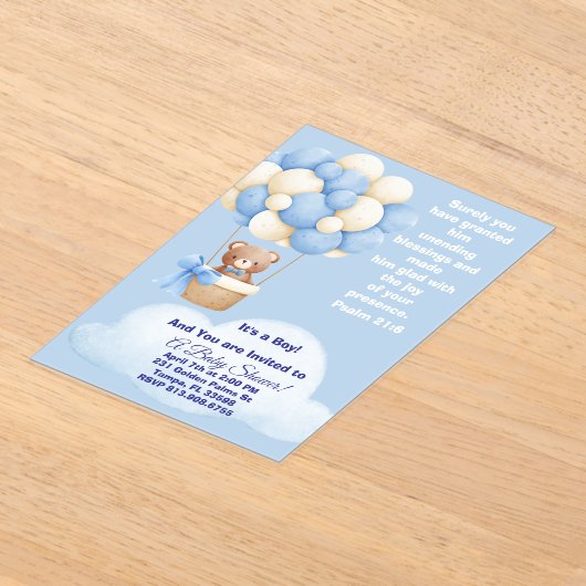 Psalm 21:6 Boy Baby Shower Invitation アクリル招待状 (レイダウン)