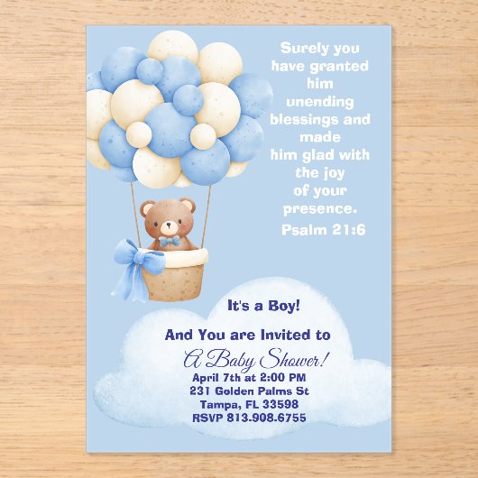 Psalm 21:6 Boy Baby Shower Invitation アクリル招待状 (正面)