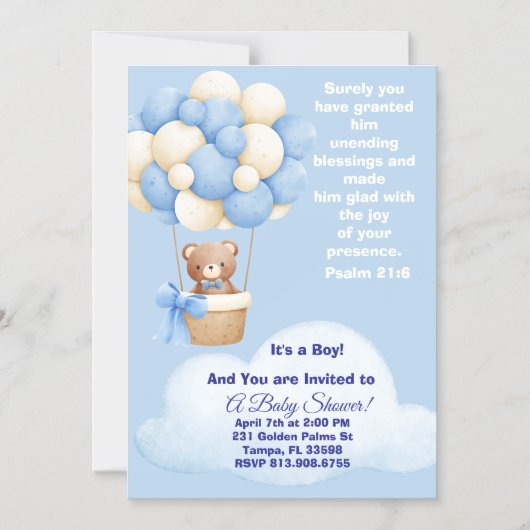 Psalm 21:6 Boy Baby Shower Invitation マグネット招待状 (正面)
