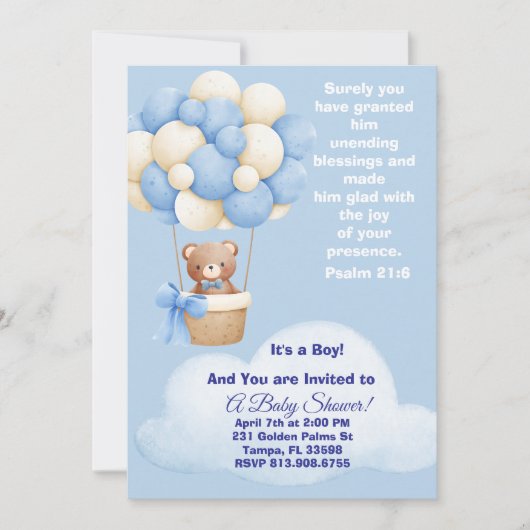 Psalm 21:6 Boy Baby Shower Invitation 招待状 (正面)