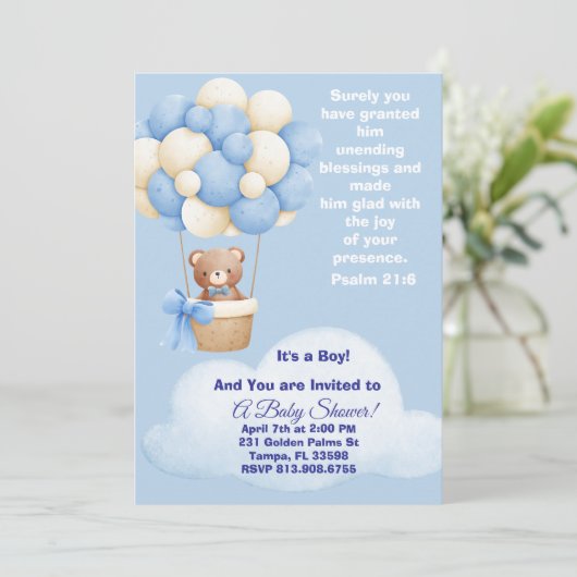 Psalm 21:6 Boy Baby Shower Invitation 招待状 (スタンド正面)