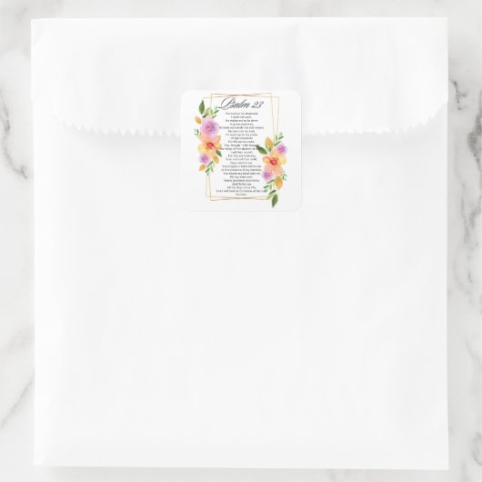 Psalm 23幾何学的フローラフレーム聖なる書物、 経典 スクエアシール (バッグ)