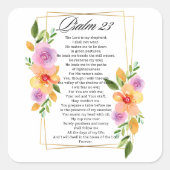 Psalm 23幾何学的フローラフレーム聖なる書物、 経典 スクエアシール (正面)