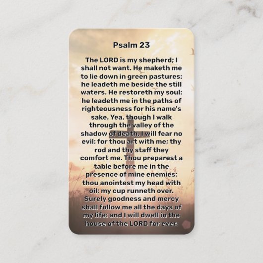 Psalm 23照光十字記念祈りの言葉カード 名刺 (正面)