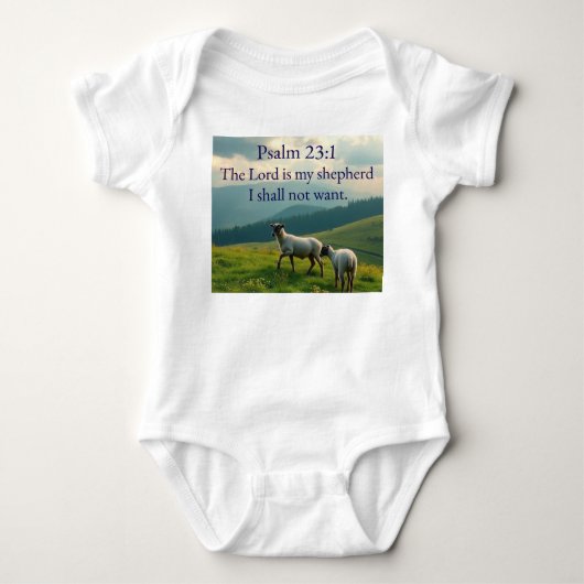 Psalm 23:1 Bible Verse Baby Bodysuit ベビーボディスーツ (正面)