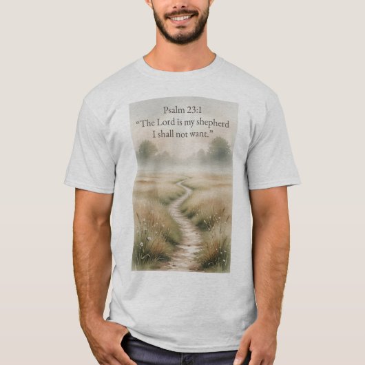 Psalm 23:1 Bible Verse Christian Men's Tee Shirt Tシャツ (正面)