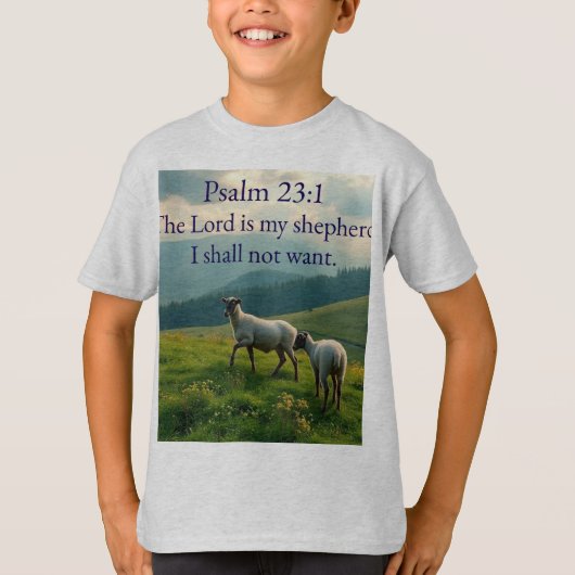 Psalm 23:1 Bible Verse Kid's Tee Shirt Tシャツ (正面)