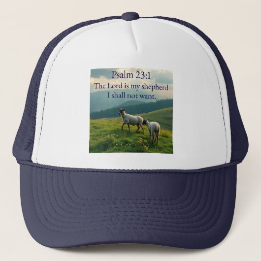 Psalm 23:1 Bible Verse Trucker Hat キャップ (正面)