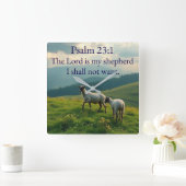 Psalm 23:1 Bible Verse Wall Clock スクエア壁時計 (ホーム)