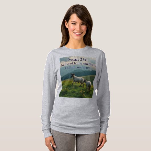 Psalm 23:1 Bible Verse Women's Long Sleeve Tee Tシャツ (正面フル)