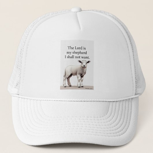 Psalm 23:1 Christian Lamb Trucker Hat キャップ (正面)