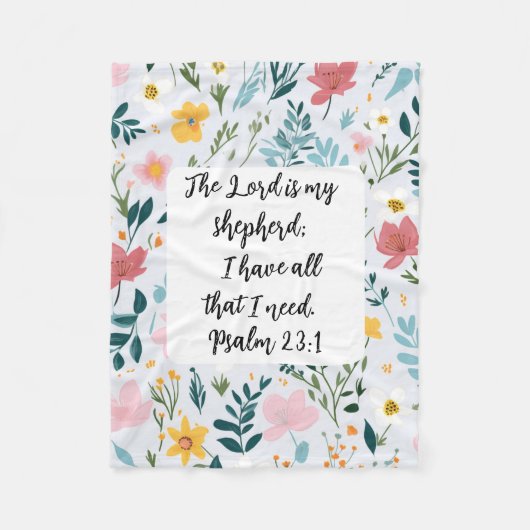 Psalm 23:1 Floral Fleece Blanket フリースブランケット (正面)