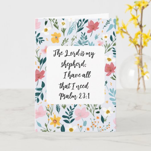 Psalm 23:1 Floral Greeting Card カード (黄色い花)