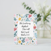 Psalm 23:1 Floral Greeting Card ポストカード (スタンド正面)