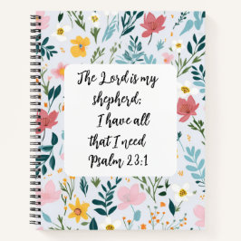 Psalm 23:1 Floral Journal ノートブック