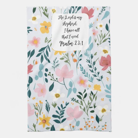 Psalm 23:1 Floral Kitchen Towels キッチンタオル (縦)