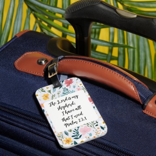 Psalm 23:1 Floral Luggage Tag ラゲッジタグ (正面インサイチュ1)