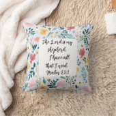 Psalm 23:1 Floral Throw Pillow クッション (ブランケット)
