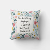 Psalm 23:1 Floral Throw Pillow クッション (正面)