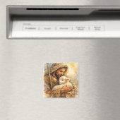 Psalm 23:1 Good Shepherd Square Ornament マグネット (インサイチュ (食洗機))