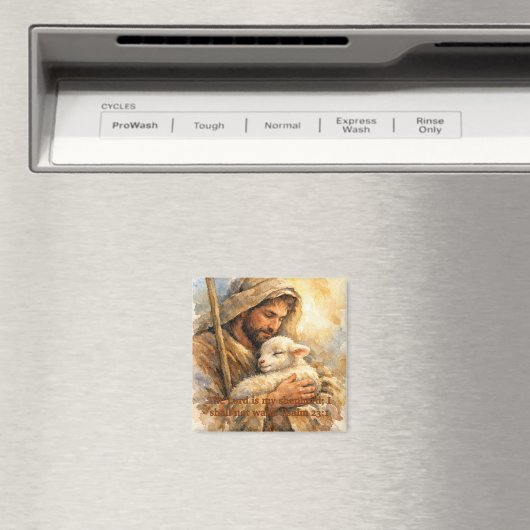 Psalm 23:1 Good Shepherd Square Ornament マグネット (インサイチュ (食洗機))