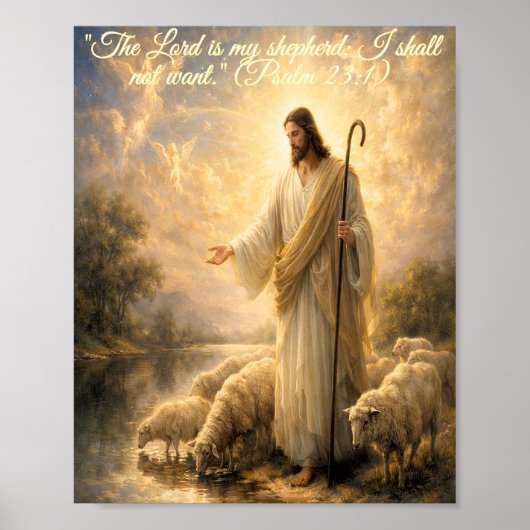 Psalm 23:1 Jesus as Shepherd Poster ポスター (正面)