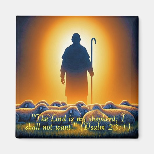 Psalm 23:1 Lord as Shepherd Square Magnet マグネット (正面)