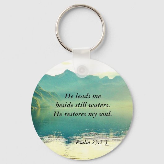 Psalm 23 2-3彼は私を静かな水の横に導くKeych キーホルダー (裏面)