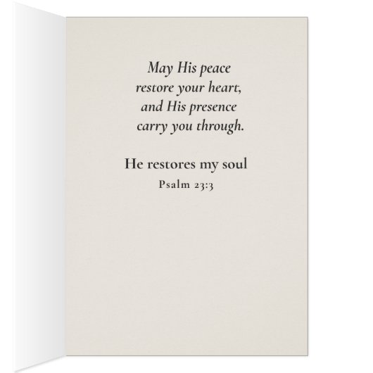 Psalm 23:3 Christian Sympathy Card (内側 (右))