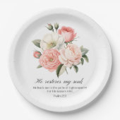 Psalm 23:3 He Restores my Soul Flowers ペーパープレート (正面)