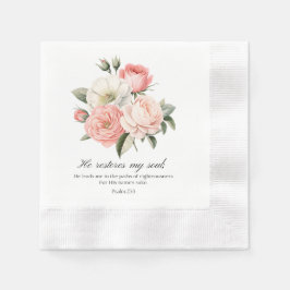 Psalm 23:3 He Restores my Soul Flowers 縁ありカクテルナプキン