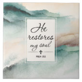 Psalm 23"4 He Restores My Soul Cross タイル (正面)